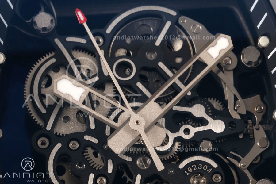RM055 Black Ceramic A9F 1:1 Best Edition Black Inner Bezel on Black Rubber Strap RMUL2 Free Sprung