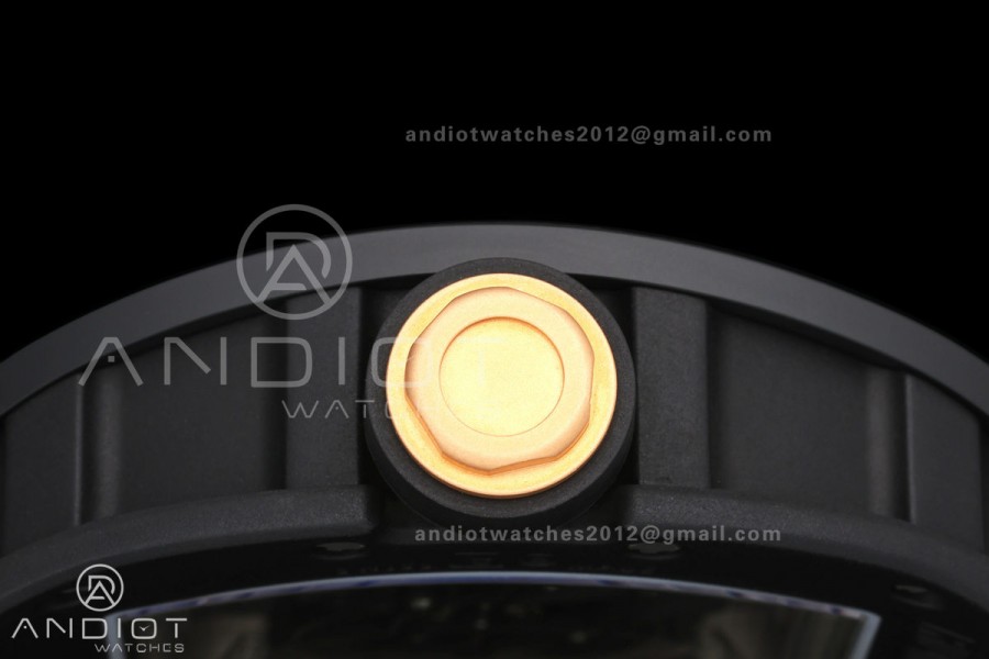 RM055 Black Ceramic A9F 1:1 Best Edition RG Inner Bezel on Black Rubber Strap RMUL2 Free Sprung