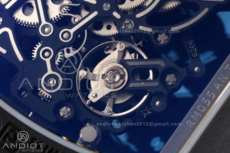 RM055 Black Ceramic A9F 1:1 Best Edition RG Inner Bezel on Black Rubber Strap RMUL2 Free Sprung