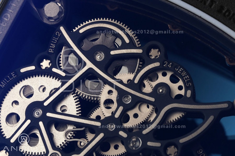 RM055 Black Ceramic A9F 1:1 Best Edition RG Inner Bezel on Black Rubber Strap RMUL2 Free Sprung