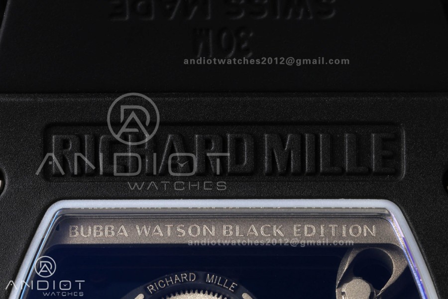 RM055 Black Ceramic A9F 1:1 Best Edition RG Inner Bezel on Black Rubber Strap RMUL2 Free Sprung