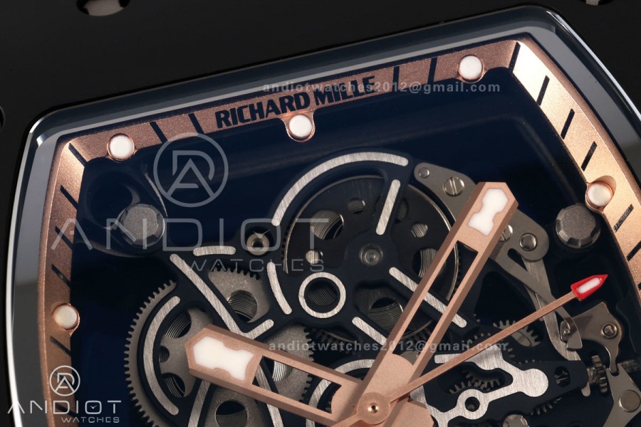 RM055 Black Ceramic A9F 1:1 Best Edition RG Inner Bezel on Black Rubber Strap RMUL2 Free Sprung