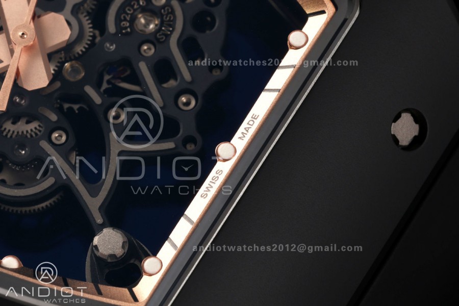 RM055 Black Ceramic A9F 1:1 Best Edition RG Inner Bezel on Black Rubber Strap RMUL2 Free Sprung