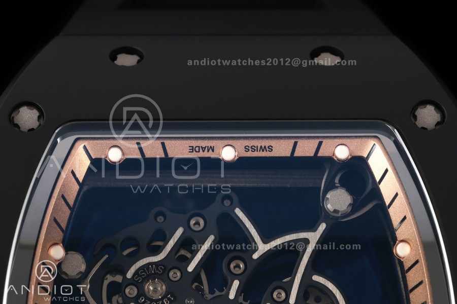 RM055 Black Ceramic A9F 1:1 Best Edition RG Inner Bezel on Black Rubber Strap RMUL2 Free Sprung