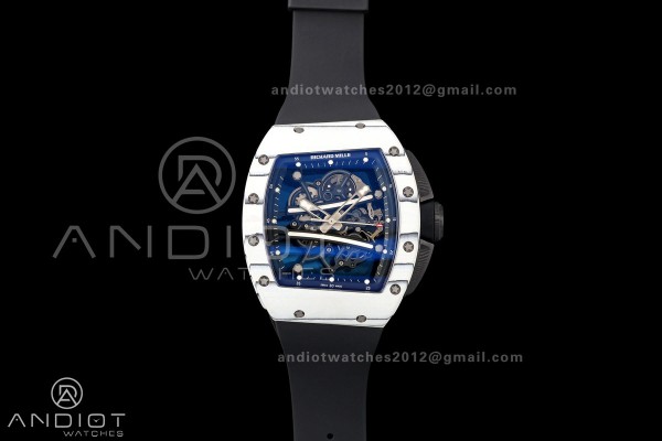 RM061 White NTPT A9F 1:1 Best Edition on Black Rubber Strap RMUL2 Free Sprung
