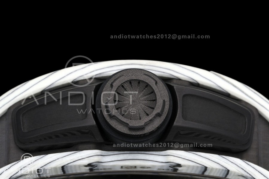 RM061 White NTPT A9F 1:1 Best Edition on Black Rubber Strap RMUL2 Free Sprung