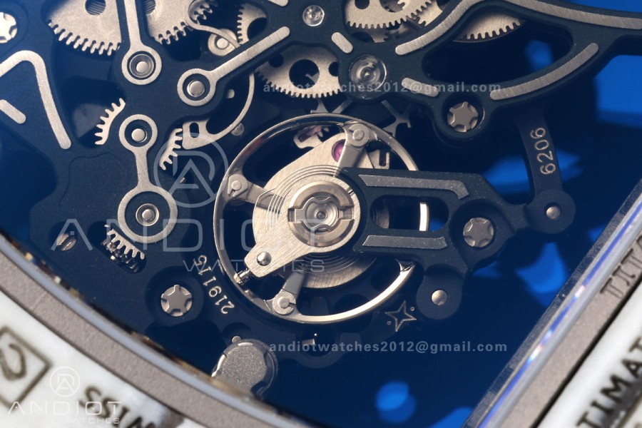 RM061 White NTPT A9F 1:1 Best Edition on Black Rubber Strap RMUL2 Free Sprung