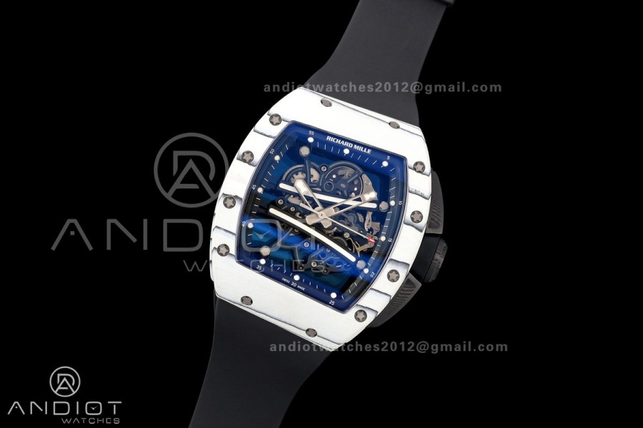 RM061 White NTPT A9F 1:1 Best Edition on Black Rubber Strap RMUL2 Free Sprung