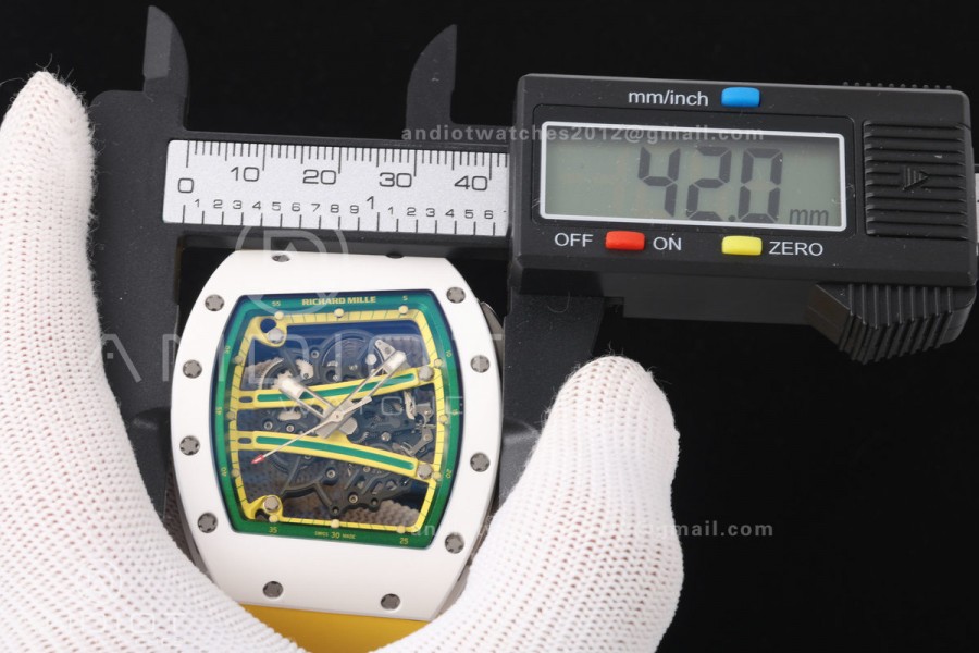 RM061 White NTPT A9F 1:1 Best Edition on Black Rubber Strap RMUL2 Free Sprung