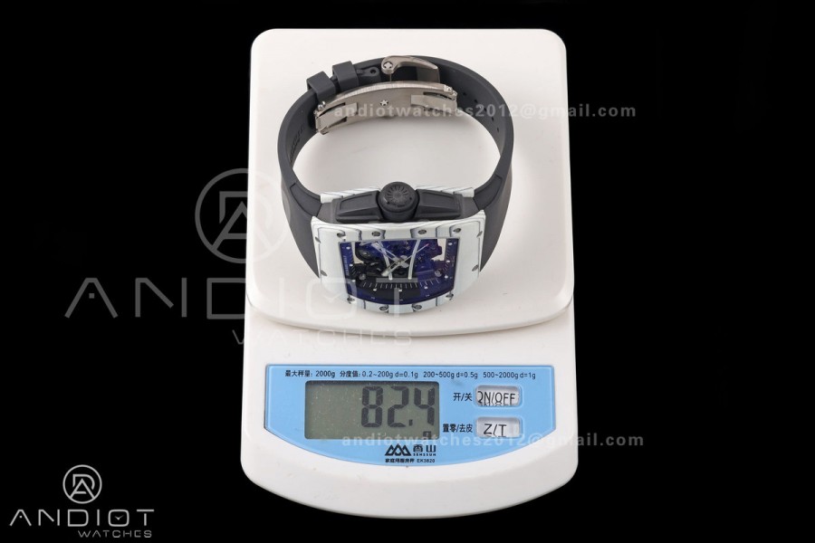 RM061 White NTPT A9F 1:1 Best Edition on Black Rubber Strap RMUL2 Free Sprung