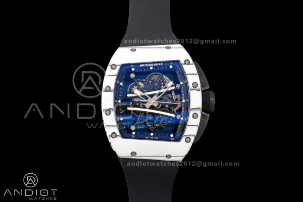RM061 White NTPT A9F 1:1 Best Edition on Black Rubber Strap RMUL2 Free Sprung