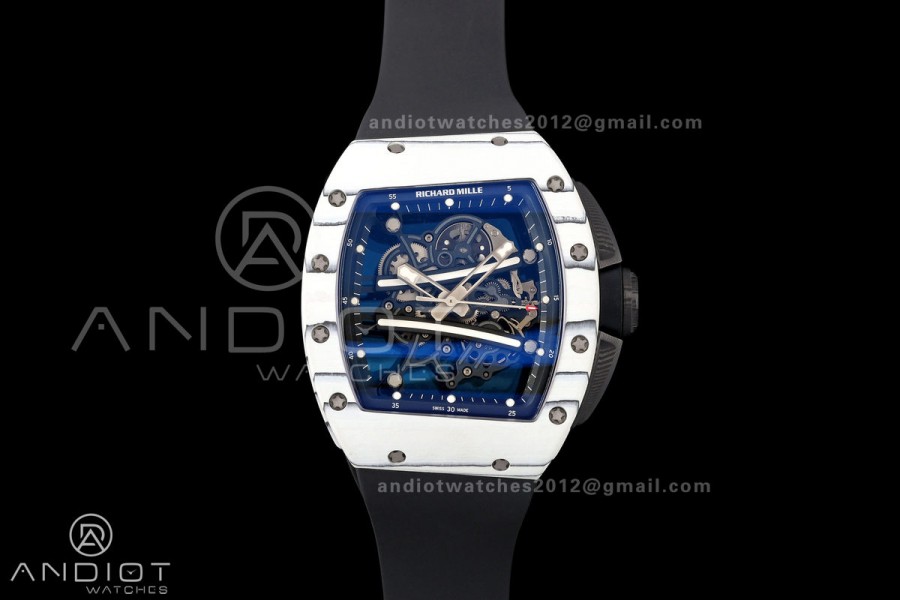 RM061 White NTPT A9F 1:1 Best Edition on Black Rubber Strap RMUL2 Free Sprung