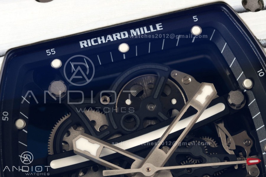 RM061 White NTPT A9F 1:1 Best Edition on Black Rubber Strap RMUL2 Free Sprung