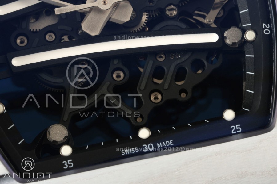 RM061 White NTPT A9F 1:1 Best Edition on Black Rubber Strap RMUL2 Free Sprung