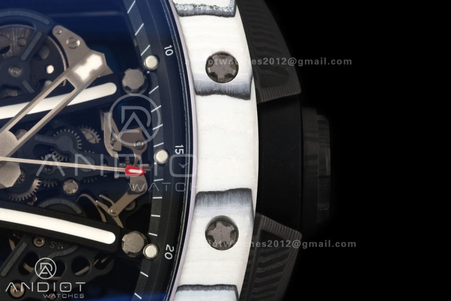 RM061 White NTPT A9F 1:1 Best Edition on Black Rubber Strap RMUL2 Free Sprung