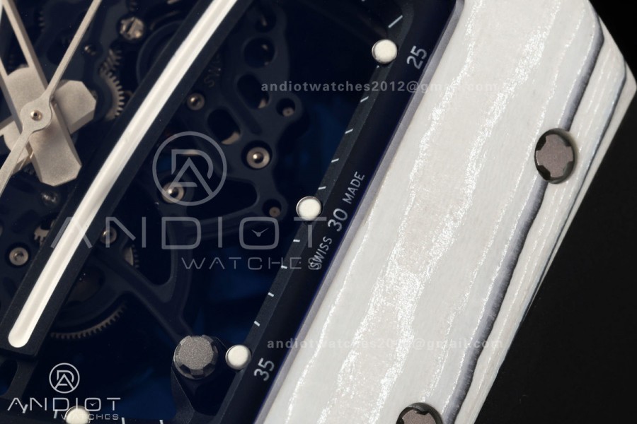 RM061 White NTPT A9F 1:1 Best Edition on Black Rubber Strap RMUL2 Free Sprung