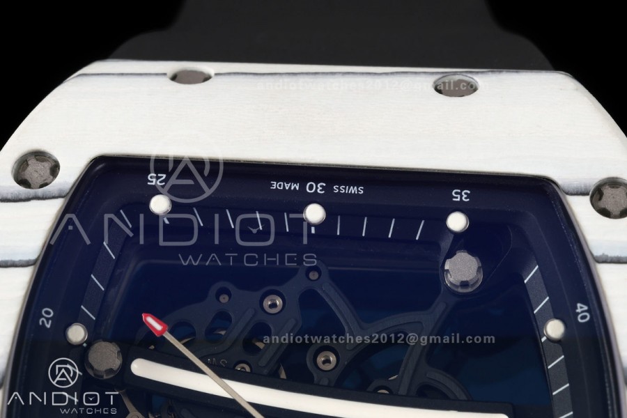 RM061 White NTPT A9F 1:1 Best Edition on Black Rubber Strap RMUL2 Free Sprung