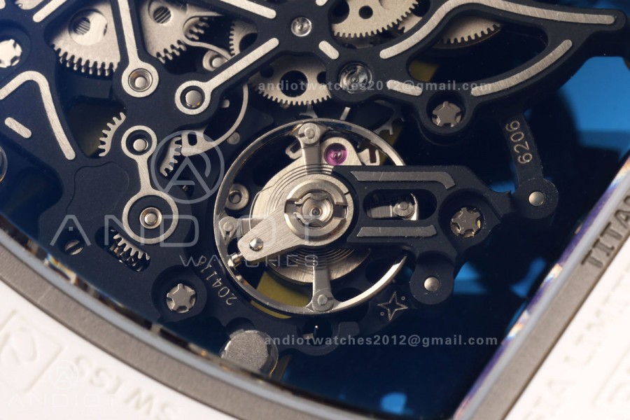 RM061 White Ceramic A9F 1:1 Best Edition on Yellow Rubber Strap RMUL2 Free Sprung