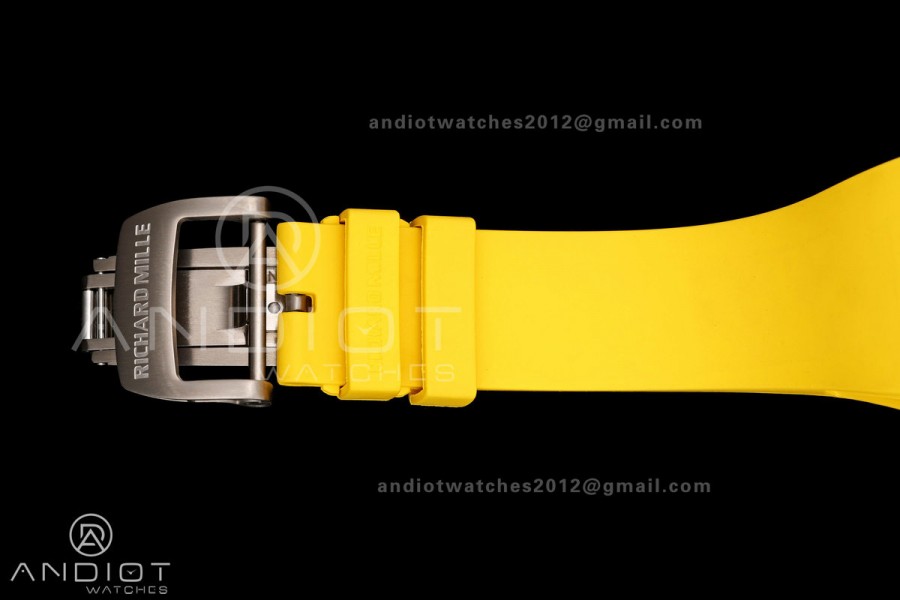 RM061 White Ceramic A9F 1:1 Best Edition on Yellow Rubber Strap RMUL2 Free Sprung