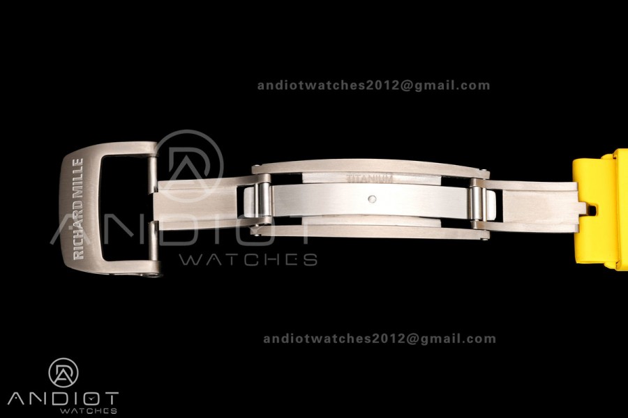 RM061 White Ceramic A9F 1:1 Best Edition on Yellow Rubber Strap RMUL2 Free Sprung