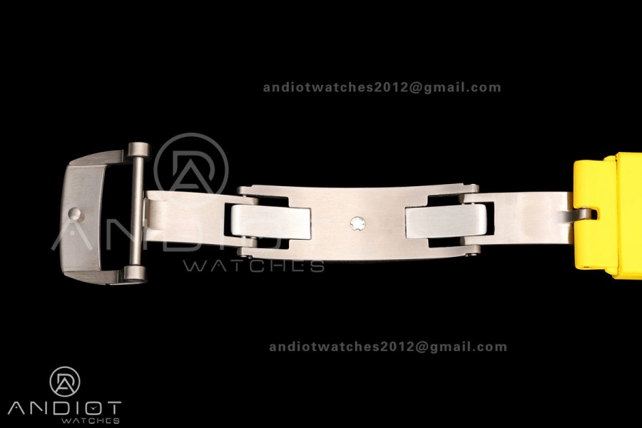 RM061 White Ceramic A9F 1:1 Best Edition on Yellow Rubber Strap RMUL2 Free Sprung