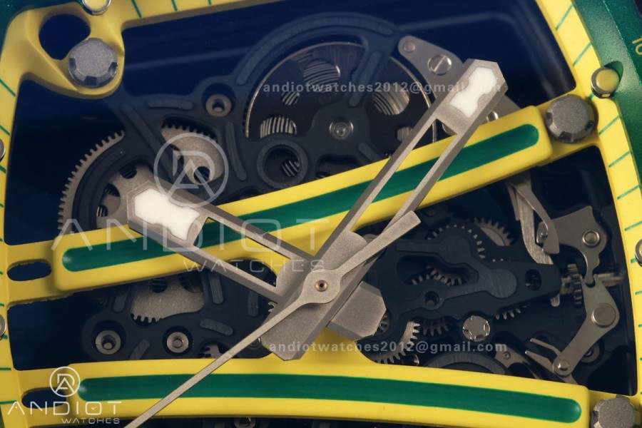 RM061 White Ceramic A9F 1:1 Best Edition on Yellow Rubber Strap RMUL2 Free Sprung