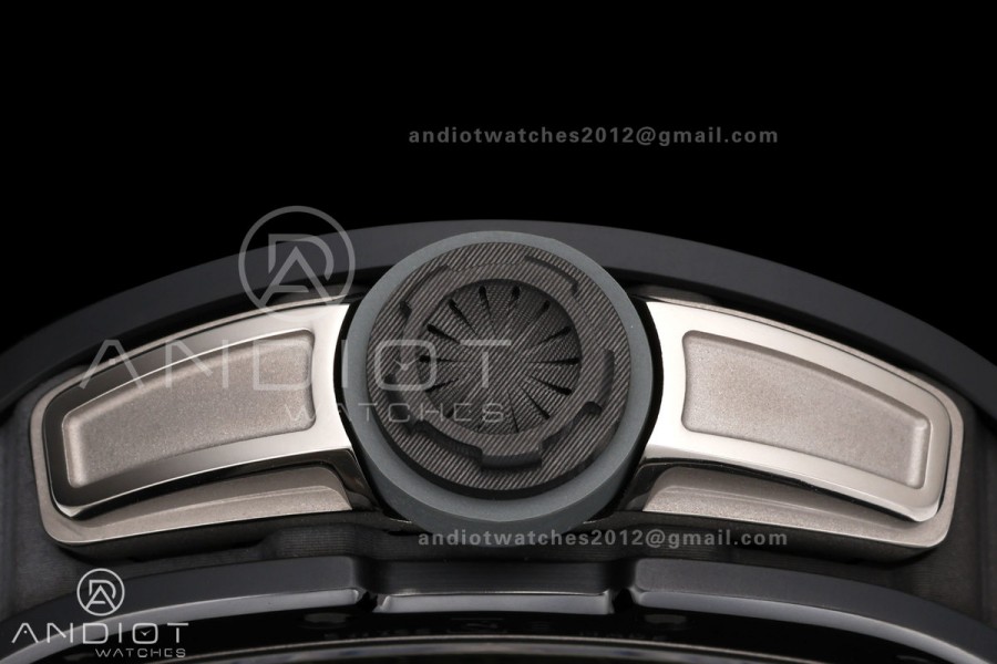 RM061 Black Ceramic A9F 1:1 Best Edition Gray Inner Bezel on Black Rubber Strap RMUL2 Free Sprung