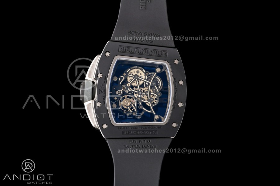 RM061 Black Ceramic A9F 1:1 Best Edition Gray Inner Bezel on Black Rubber Strap RMUL2 Free Sprung