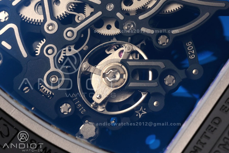 RM061 Black Ceramic A9F 1:1 Best Edition Gray Inner Bezel on Black Rubber Strap RMUL2 Free Sprung