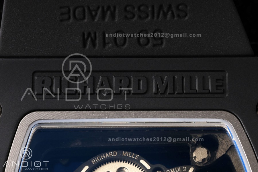 RM061 Black Ceramic A9F 1:1 Best Edition Gray Inner Bezel on Black Rubber Strap RMUL2 Free Sprung