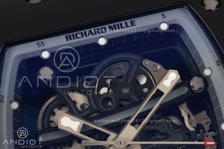 RM061 Black Ceramic A9F 1:1 Best Edition Gray Inner Bezel on Black Rubber Strap RMUL2 Free Sprung