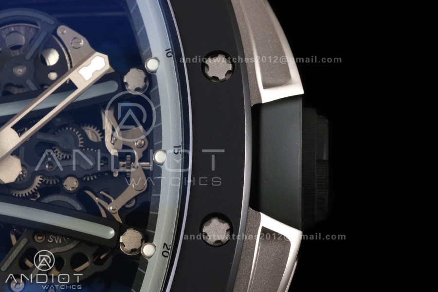 RM061 Black Ceramic A9F 1:1 Best Edition Gray Inner Bezel on Black Rubber Strap RMUL2 Free Sprung
