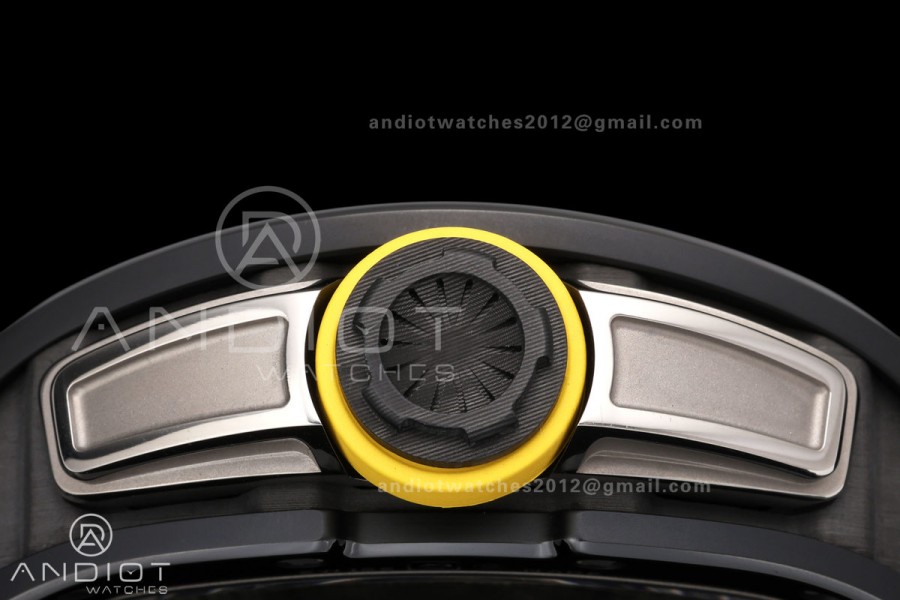 RM061 Black Ceramic A9F 1:1 Best Edition Green Inner Bezel on Black Rubber Strap RMUL2 Free Sprung