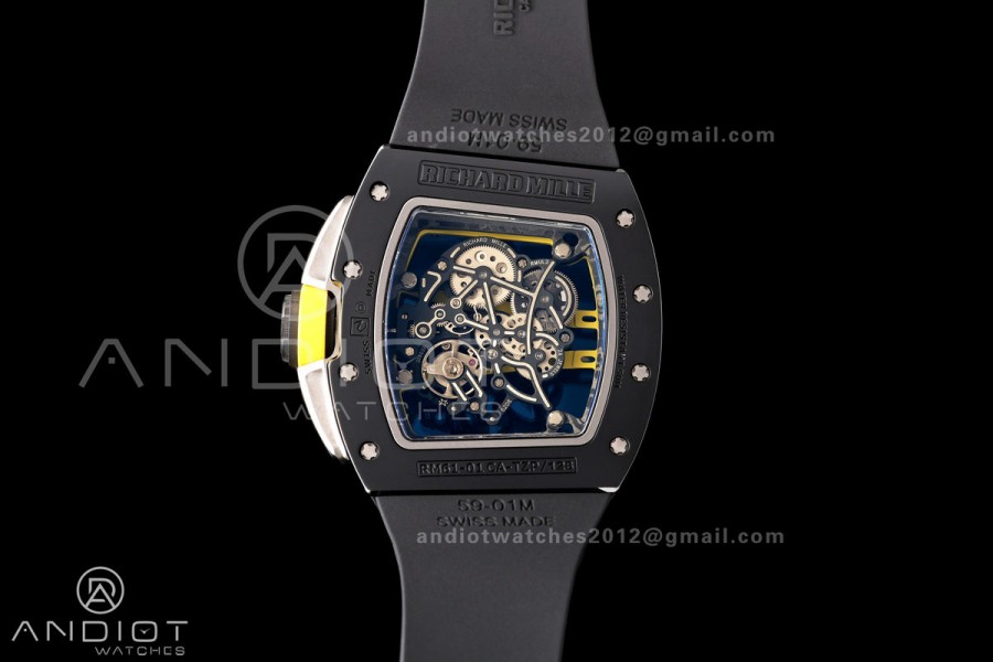 RM061 Black Ceramic A9F 1:1 Best Edition Green Inner Bezel on Black Rubber Strap RMUL2 Free Sprung