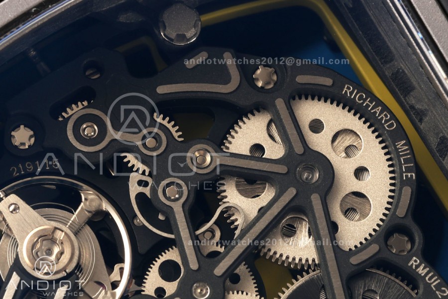 RM061 Black Ceramic A9F 1:1 Best Edition Green Inner Bezel on Black Rubber Strap RMUL2 Free Sprung