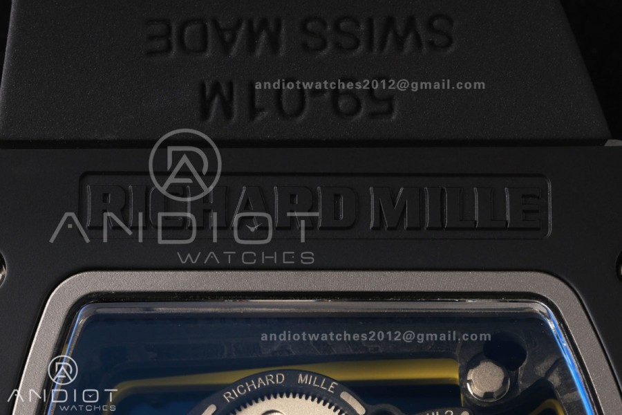 RM061 Black Ceramic A9F 1:1 Best Edition Green Inner Bezel on Black Rubber Strap RMUL2 Free Sprung
