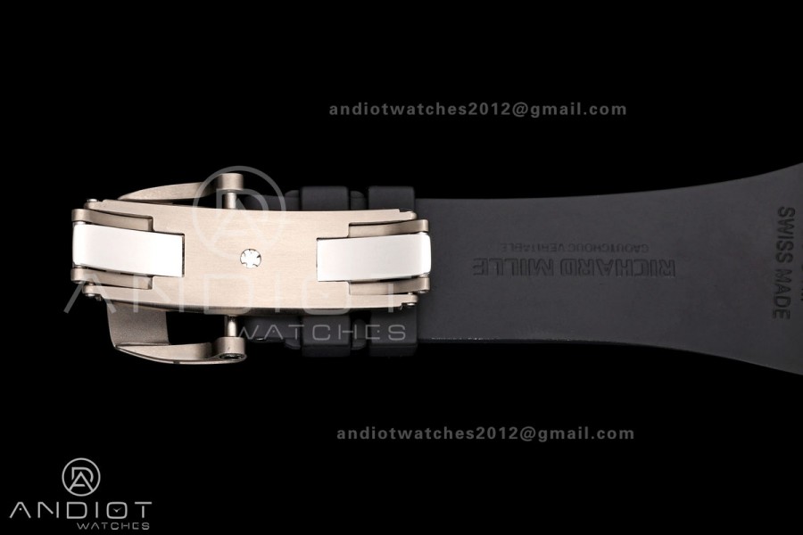 RM061 Black Ceramic A9F 1:1 Best Edition Green Inner Bezel on Black Rubber Strap RMUL2 Free Sprung