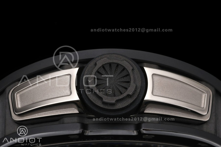 RM061 Black Ceramic A9F 1:1 Best Edition Black Inner Bezel on Black Rubber Strap RMUL2 Free Sprung