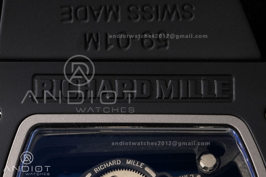 RM061 Black Ceramic A9F 1:1 Best Edition Black Inner Bezel on Black Rubber Strap RMUL2 Free Sprung
