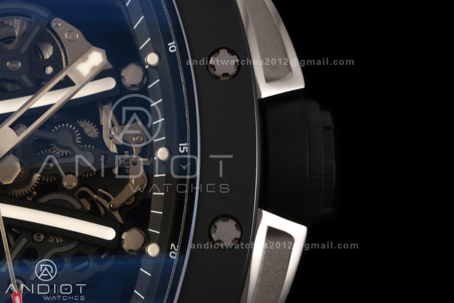 RM061 Black Ceramic A9F 1:1 Best Edition Black Inner Bezel on Black Rubber Strap RMUL2 Free Sprung