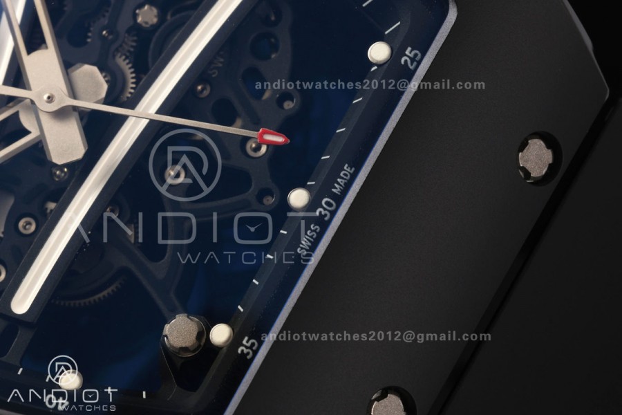 RM061 Black Ceramic A9F 1:1 Best Edition Black Inner Bezel on Black Rubber Strap RMUL2 Free Sprung