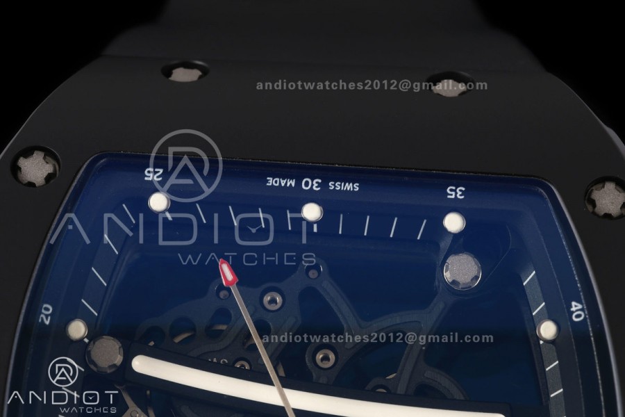 RM061 Black Ceramic A9F 1:1 Best Edition Black Inner Bezel on Black Rubber Strap RMUL2 Free Sprung