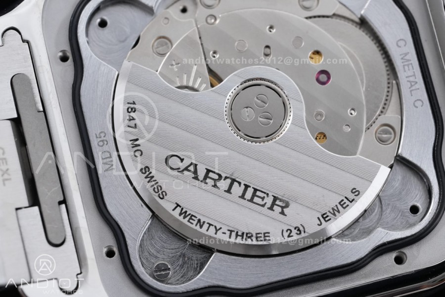 Santos de Cartier XL 40mm SS AF Black Dial Black Bezel SS Bracelet MIYOTA 9015