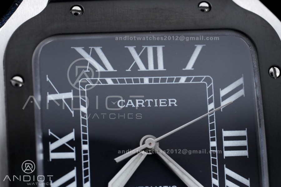 Santos de Cartier XL 40mm SS AF Black Dial Black Bezel SS Bracelet MIYOTA 9015
