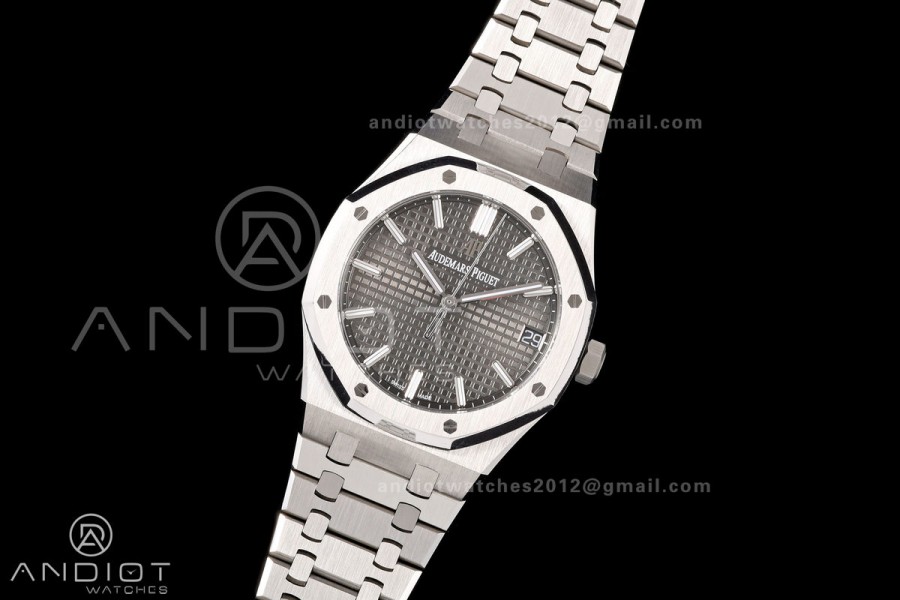 Royal Oak 15500 SS OCTA 1:1 Best Edition Gray Dial on SS Bracelet JH4302 Super Clone (Free Sprung)