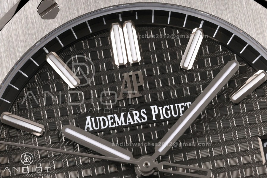Royal Oak 15500 SS OCTA 1:1 Best Edition Gray Dial on Black Rubber Strap JH4302 Super Clone (Free Sprung)