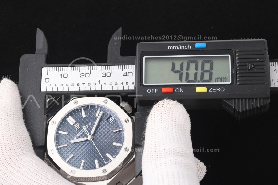 Royal Oak 15500 SS OCTA 1:1 Best Edition Blue Dial on SS Bracelet JH4302 Super Clone (Free Sprung)