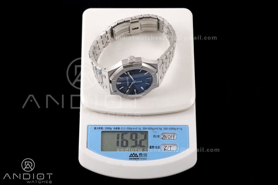 Royal Oak 15500 SS OCTA 1:1 Best Edition Blue Dial on SS Bracelet JH4302 Super Clone (Free Sprung)