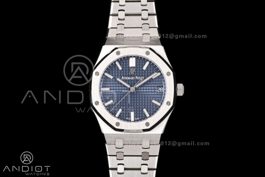 Royal Oak 15500 SS OCTA 1:1 Best Edition Blue Dial on SS Bracelet JH4302 Super Clone (Free Sprung)