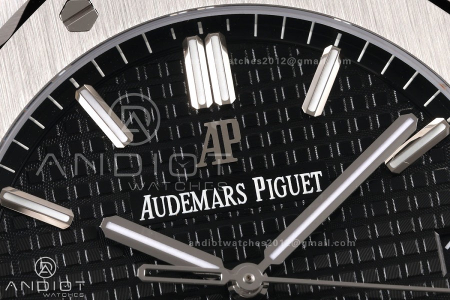 Royal Oak 15500 SS OCTA 1:1 Best Edition Black Dial on SS Bracelet JH4302 Super Clone (Free Sprung)